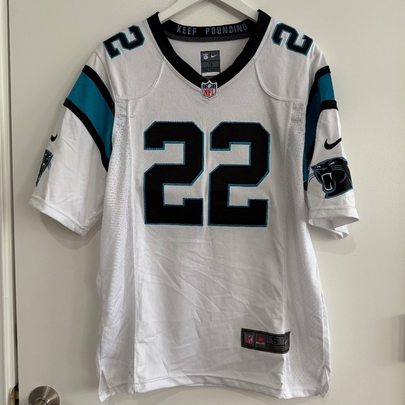 NFL x Nike Carolina Panthers White Jersey #22 McCaffrey Mens Jersey Small - Picture 1 of 5
